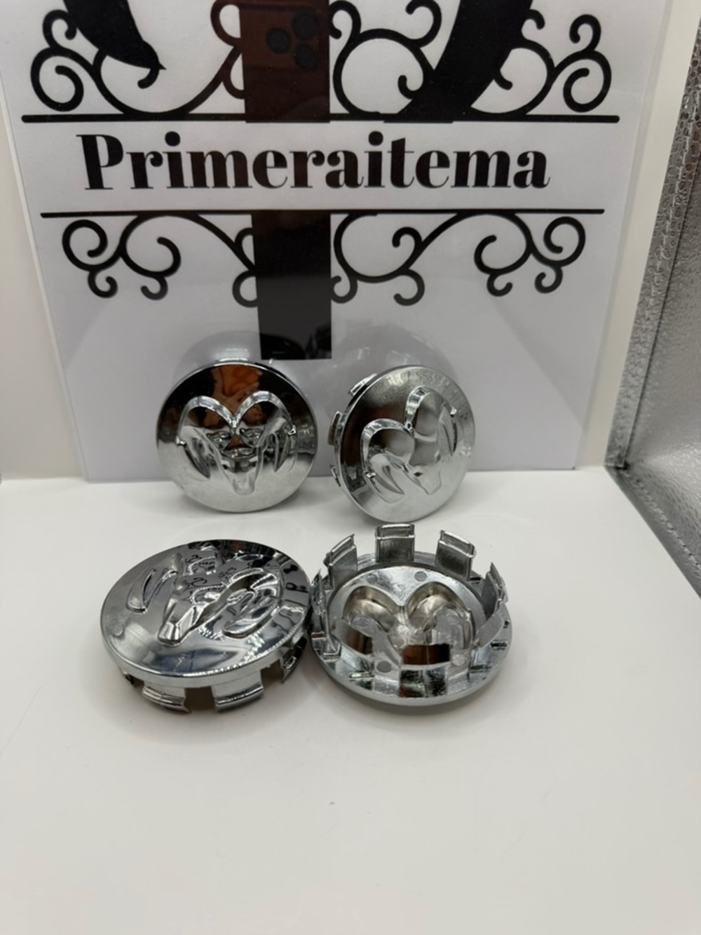 Silver Ram Emblem Wheel Center Caps - Set of 4